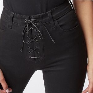 J BRAND X STEPH SHEP HIGH-RISE LACED COATED JEAN